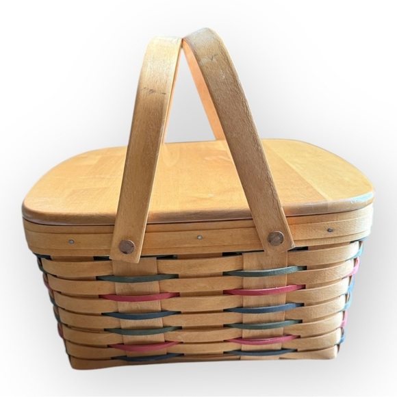 Longaberger 1998 12" x 12" Cake Basket W/ Protector & Wooden Lid - Picture 1 of 15